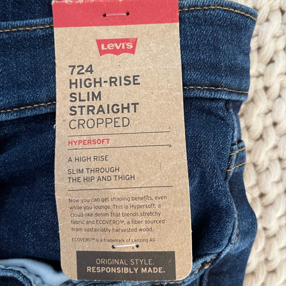 724 Levi Strauss High Rise Slim Straight Cropped Jeans - Picture 3 of 7